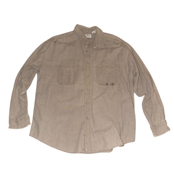 L.L. Bean Other - L.L. Bean Chamois Cloth Shirt Men's XL Beige Solid Button-Up Long Sleeve shacket